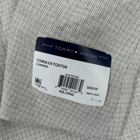 Tommy Hilfiger Mens Conrad Modern Fit Check Sport Coat White Tan 42L - Picture 3 of 5